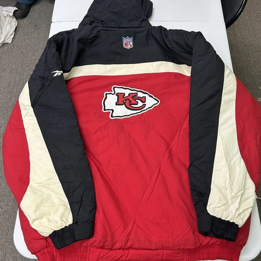 Reebok Puffer Jacket Mens XXL Red Kansas City Chiefs NFL Pro Line Vintage 90s